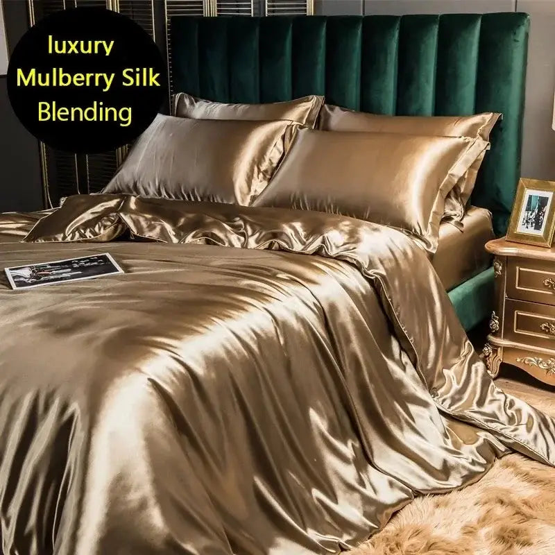 Luxurious turquoise mulberry silk duvet cover bedding set bedroom