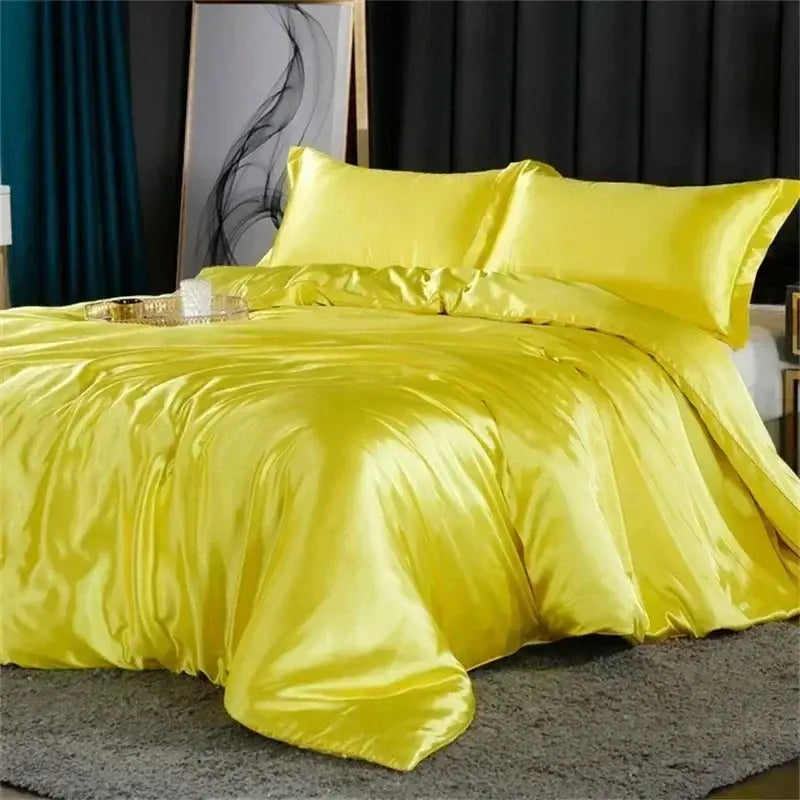 Turquoise satin silk bedding duvet cover set for bedroom
