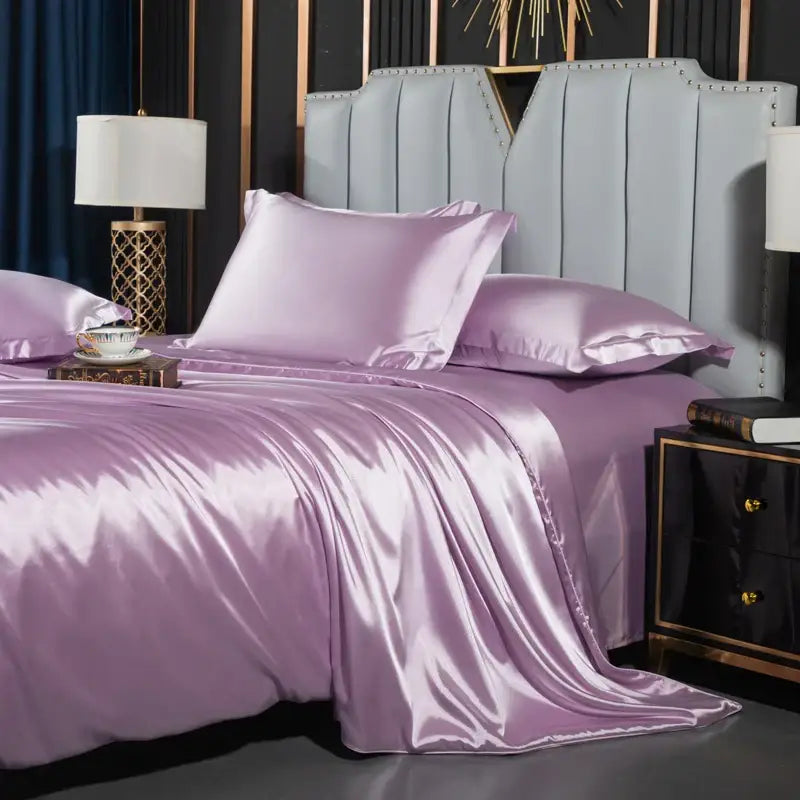 Luxurious black satin silk duvet cover set – bedroom bedding