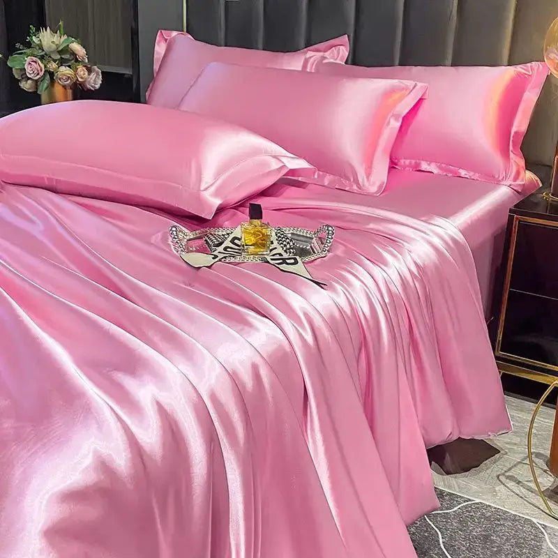 Luxurious lavender satin duvet cover set bedroom bedding