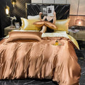 Luxurious bronze satin duvet cover bedding set bedroom king size