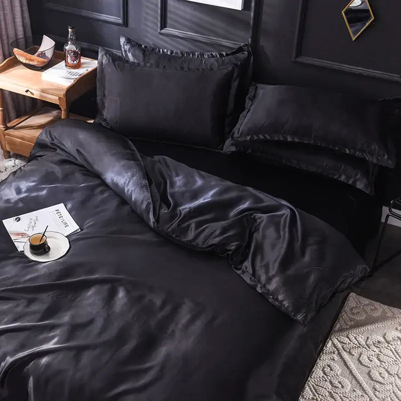 Luxurious blush pink silk bedding set bedroom duvet cover