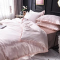 Luxurious blush pink silk bedding set bedroom duvet cover