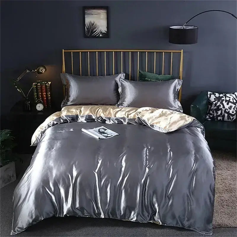 Luxurious purple satin bedding set bedroom duvet cover