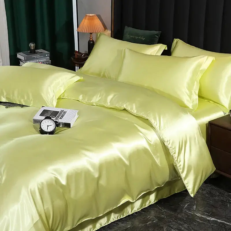 Luxurious dark gray satin duvet cover set bedroom 3 pcs duvet cover