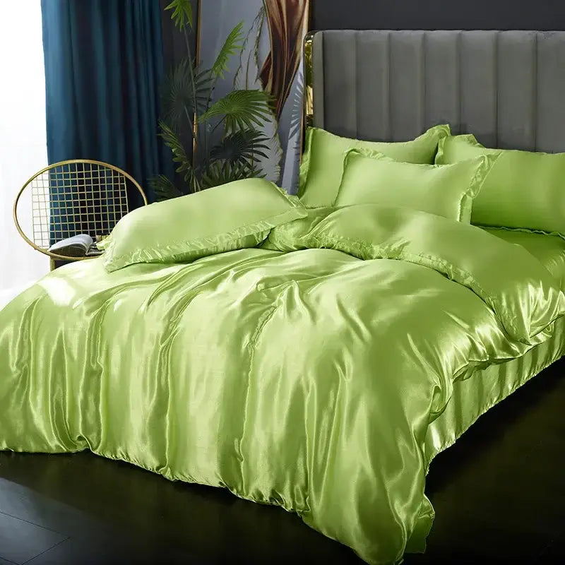 Luxurious rose gold satin duvet cover bedroom bedding set