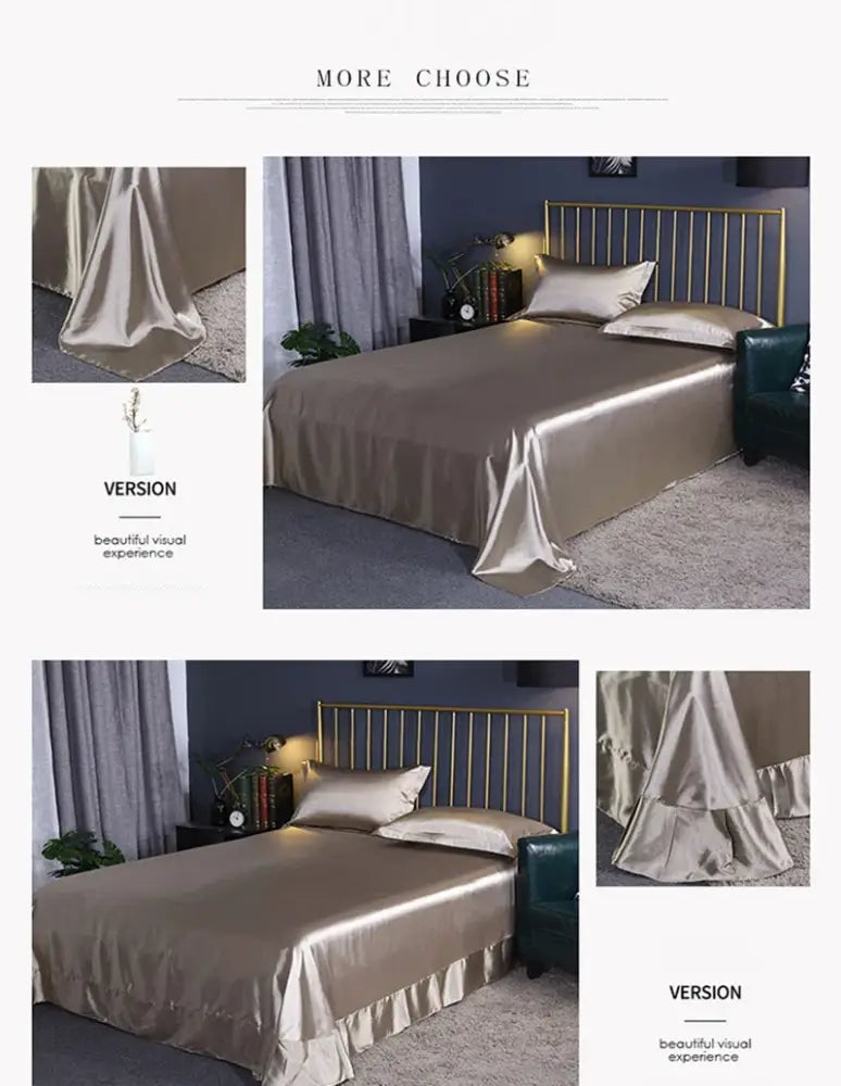 Luxurious turquoise satin duvet cover set bedroom bed sheet