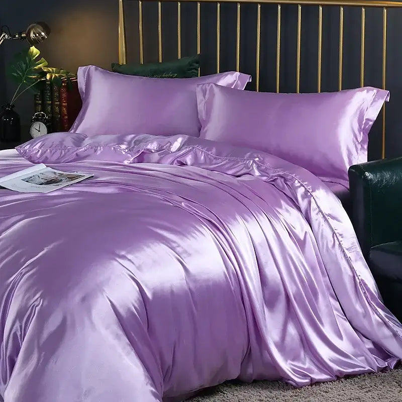 Luxurious white silk bedding set – bedroom satin duvet cover