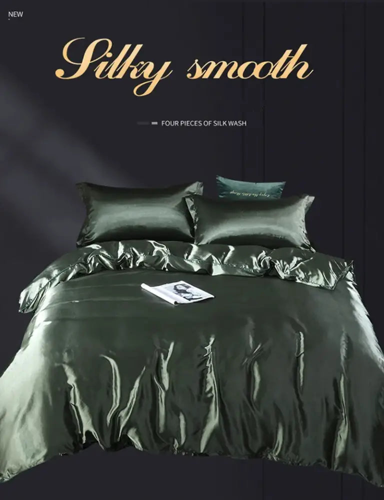 Luxurious white silk bedding set – bedroom satin duvet cover
