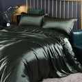 Luxurious emerald satin duvet cover set bedroom bedding