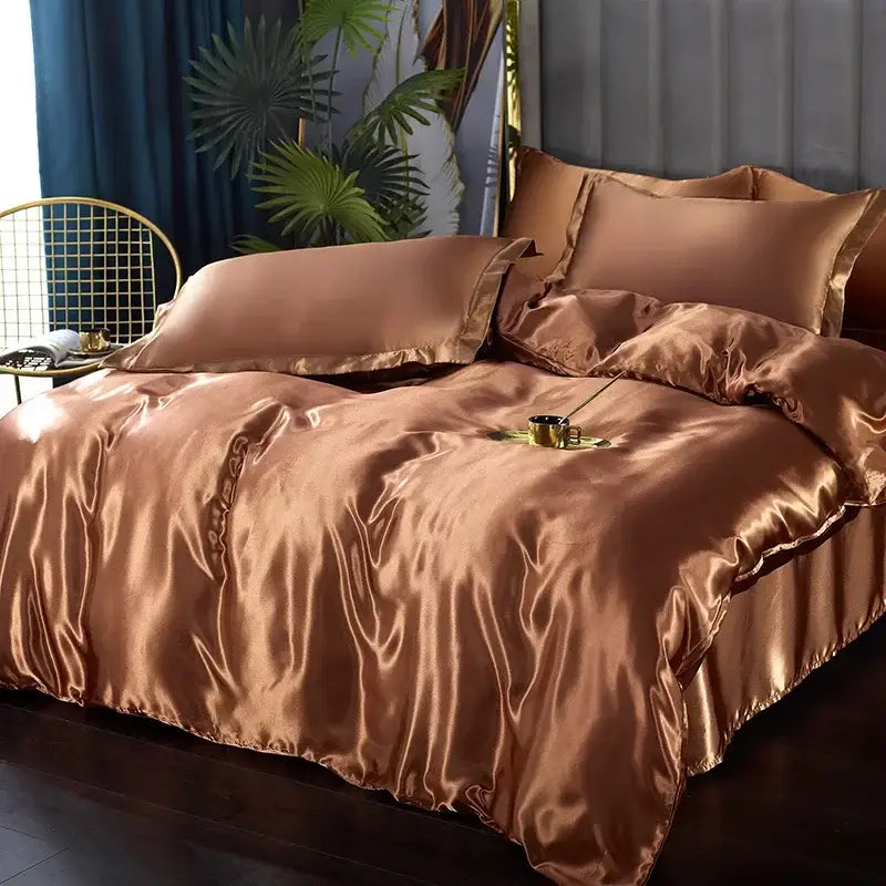 Luxurious lavender satin bedding set – bedroom duvet cover
