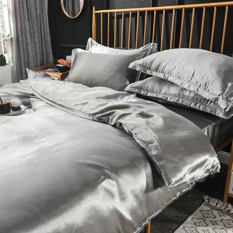Luxurious crimson satin silk bedding set – bedroom duvet cover