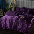 Lustrous deep purple satin duvet cover set bedroom bedding