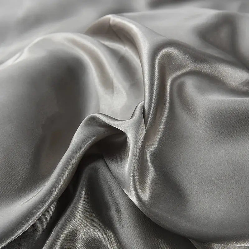 Luxurious silver & beige silk duvet cover bedding set bedroom