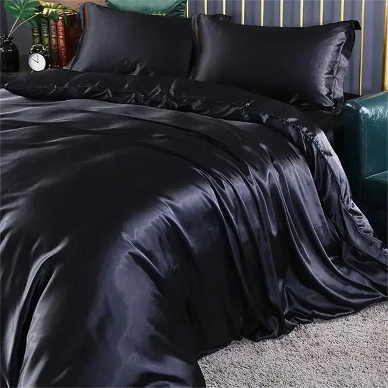 Luxurious dark green mulberry silk bedding set bedroom duvet cover
