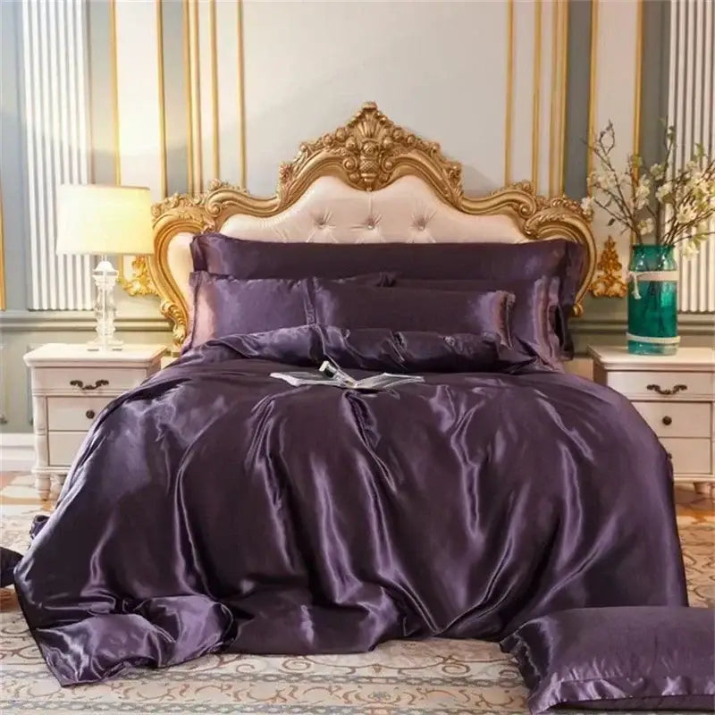Luxurious dark green mulberry silk bedding set bedroom duvet cover
