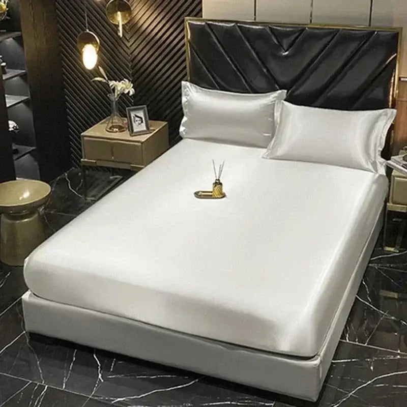 Luxury silver & gold satin duvet cover bedding set for bedroom