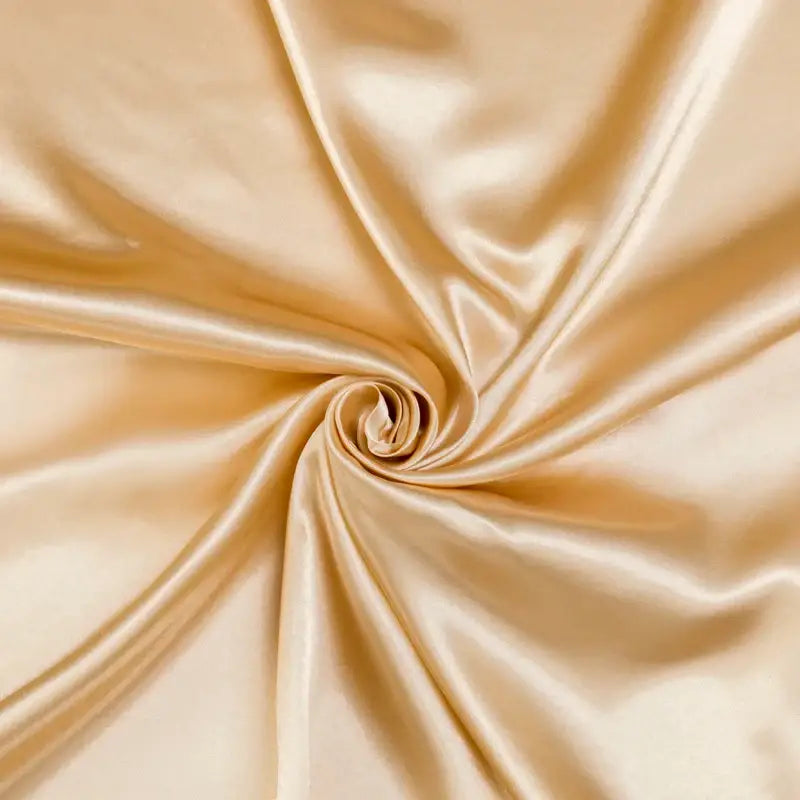 Luxurious cream solid color satin bedding set with flat sheet bedroom