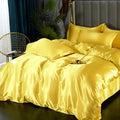 Luxurious golden satin duvet cover bedroom bedding set