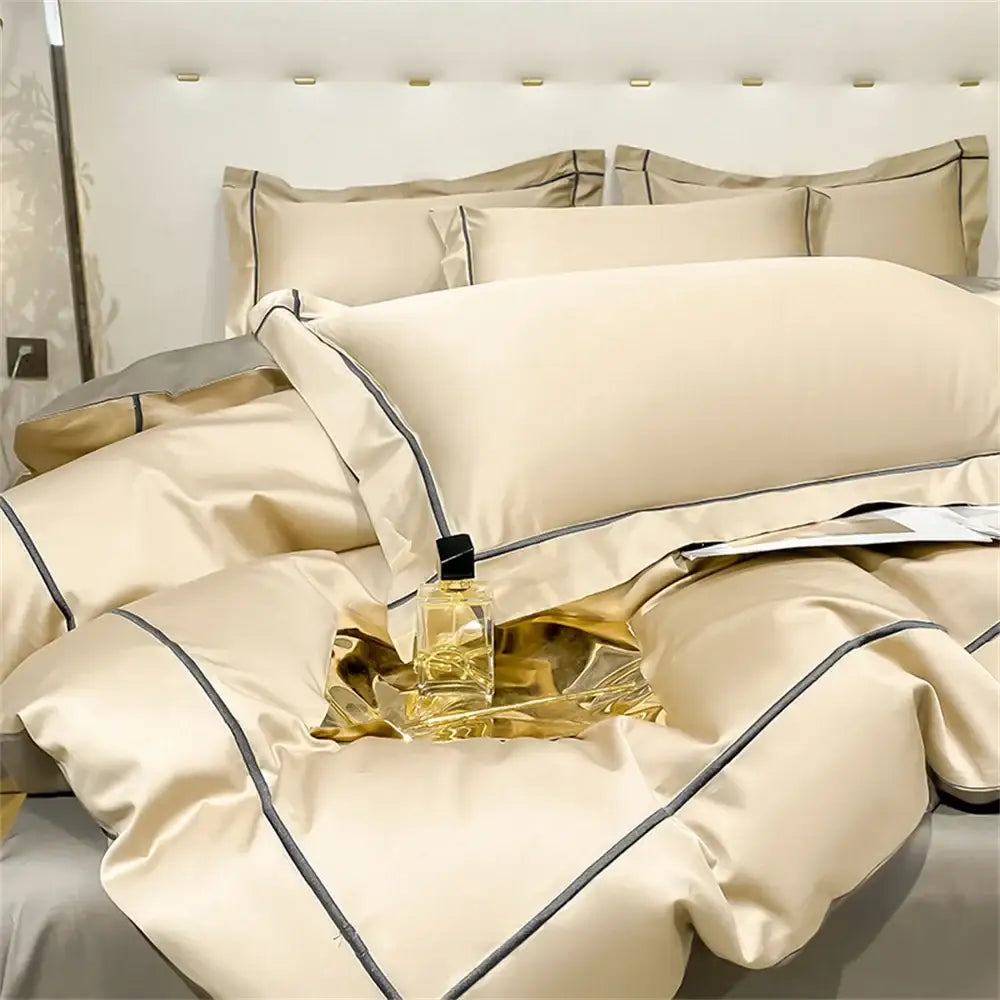 Luxurious navy & gold egyptian cotton duvet cover bedding set bedroom