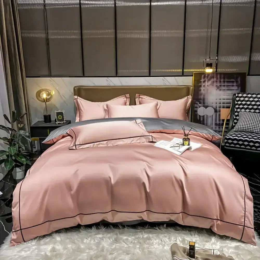 Luxurious navy & gold egyptian cotton duvet cover bedding set bedroom