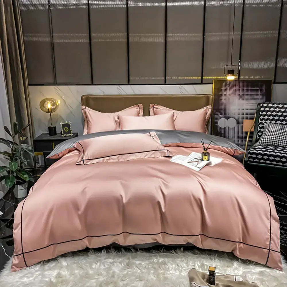 Luxurious navy & gold egyptian cotton duvet cover bedding set bedroom