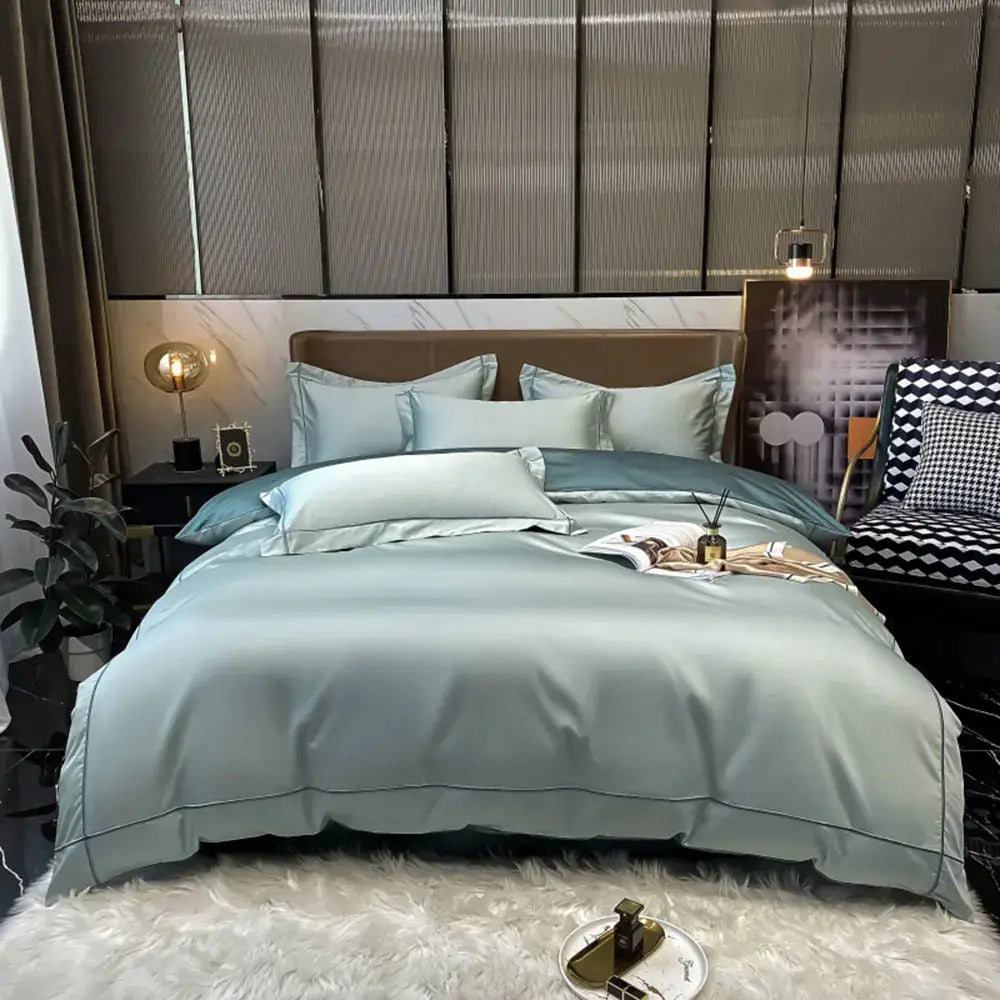 Luxurious navy & gold egyptian cotton duvet cover bedding set bedroom
