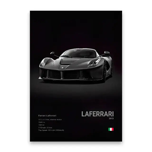 Luxury black car canvas art print living room home decor