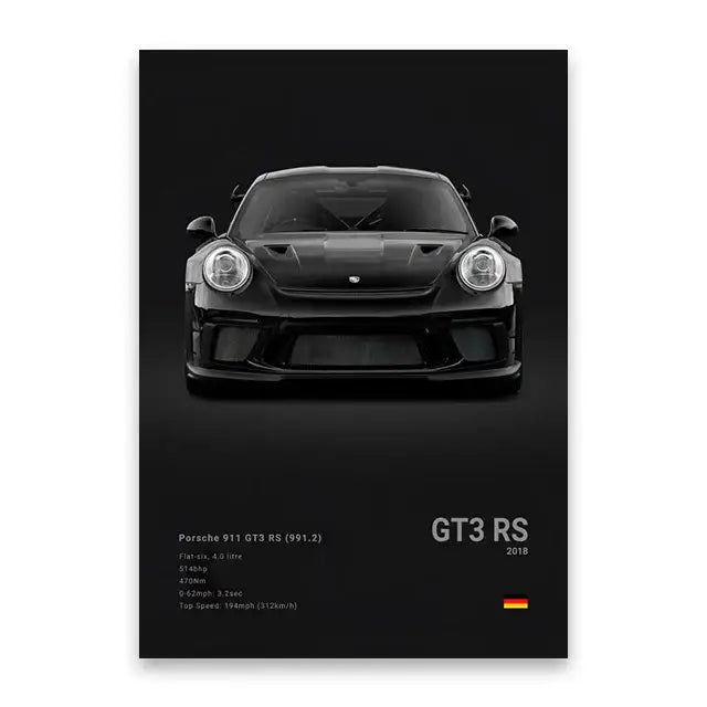 Luxury black car canvas art print living room home decor