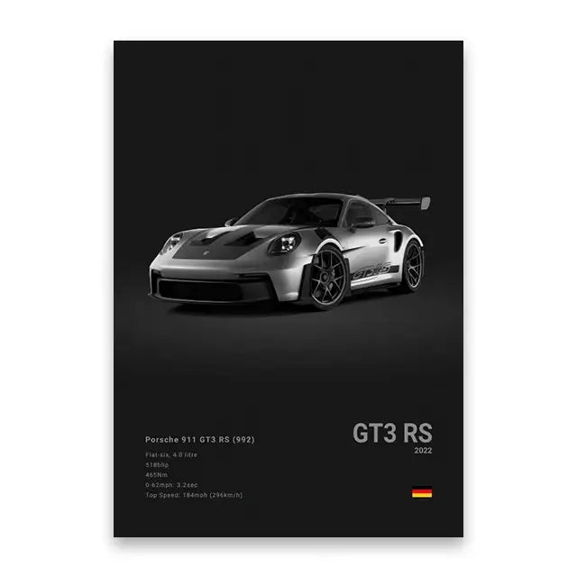 Luxury black car canvas art print living room home decor