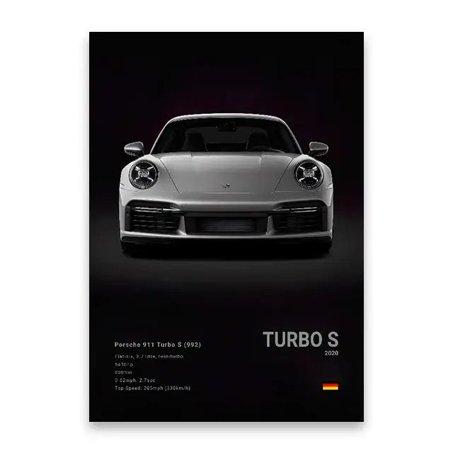 Modern black & silver luxury car canvas wall art bedroom decor