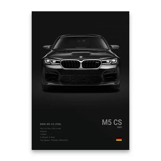 Luxury black & white car wall art print living room decor