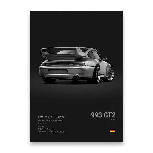 Modern black luxury car wall art print living room decor