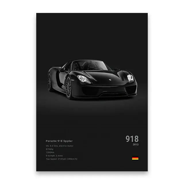 Modern black luxury car wall art print living room decor