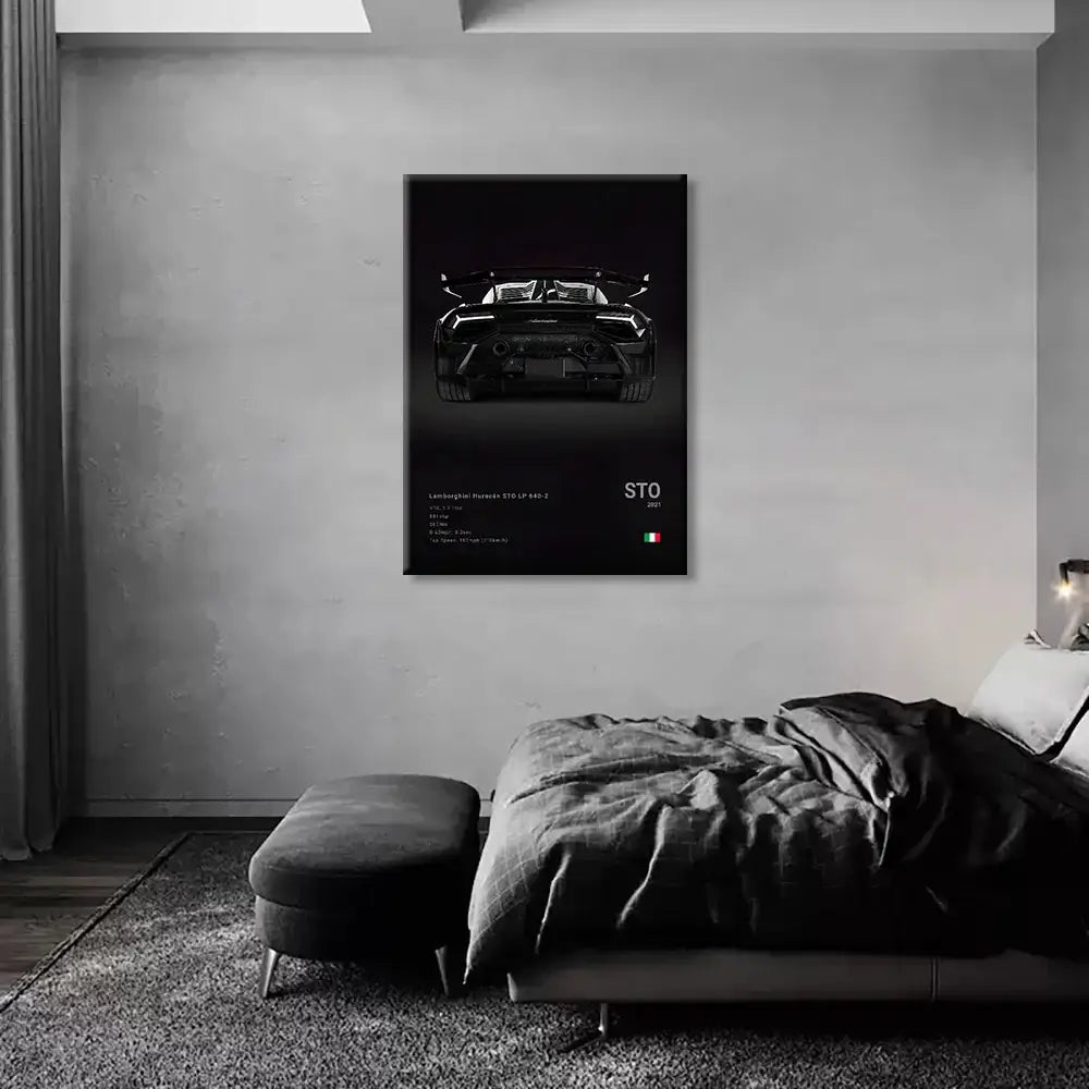 Modern black luxury car wall art print living room decor
