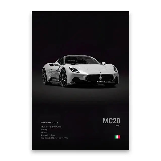 Modern black luxury car wall art print living room decor