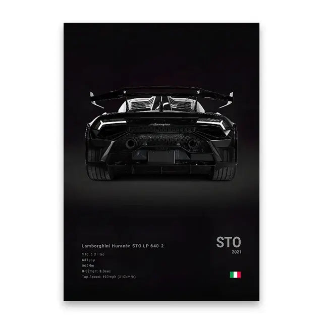 Luxury black glossy cars canvas wall art for living room