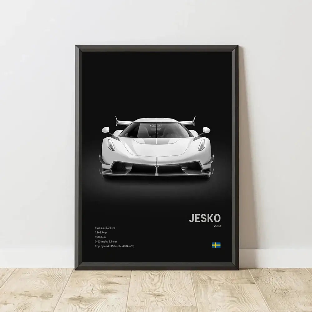 Modern monochrome hypercar canvas wall art living room decor