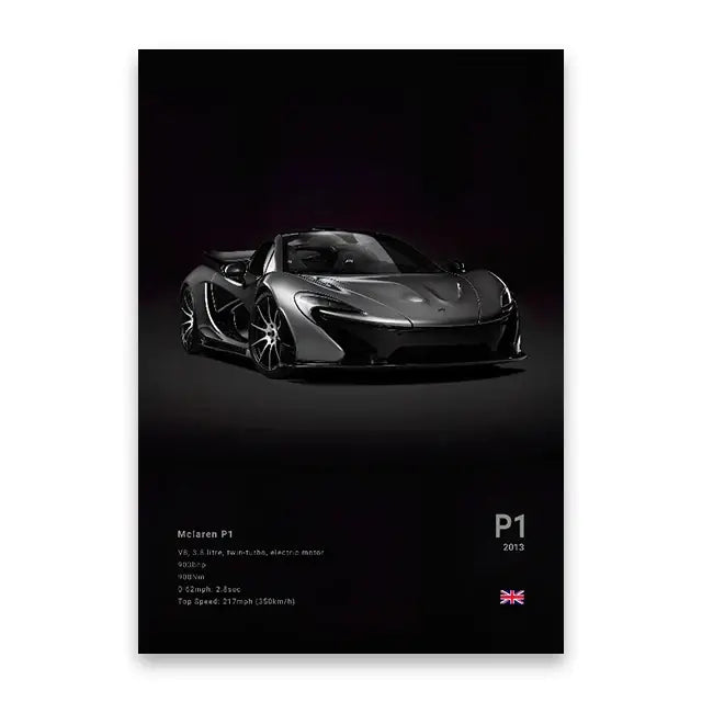 Modern silver cars canvas wall art – living room technical poster