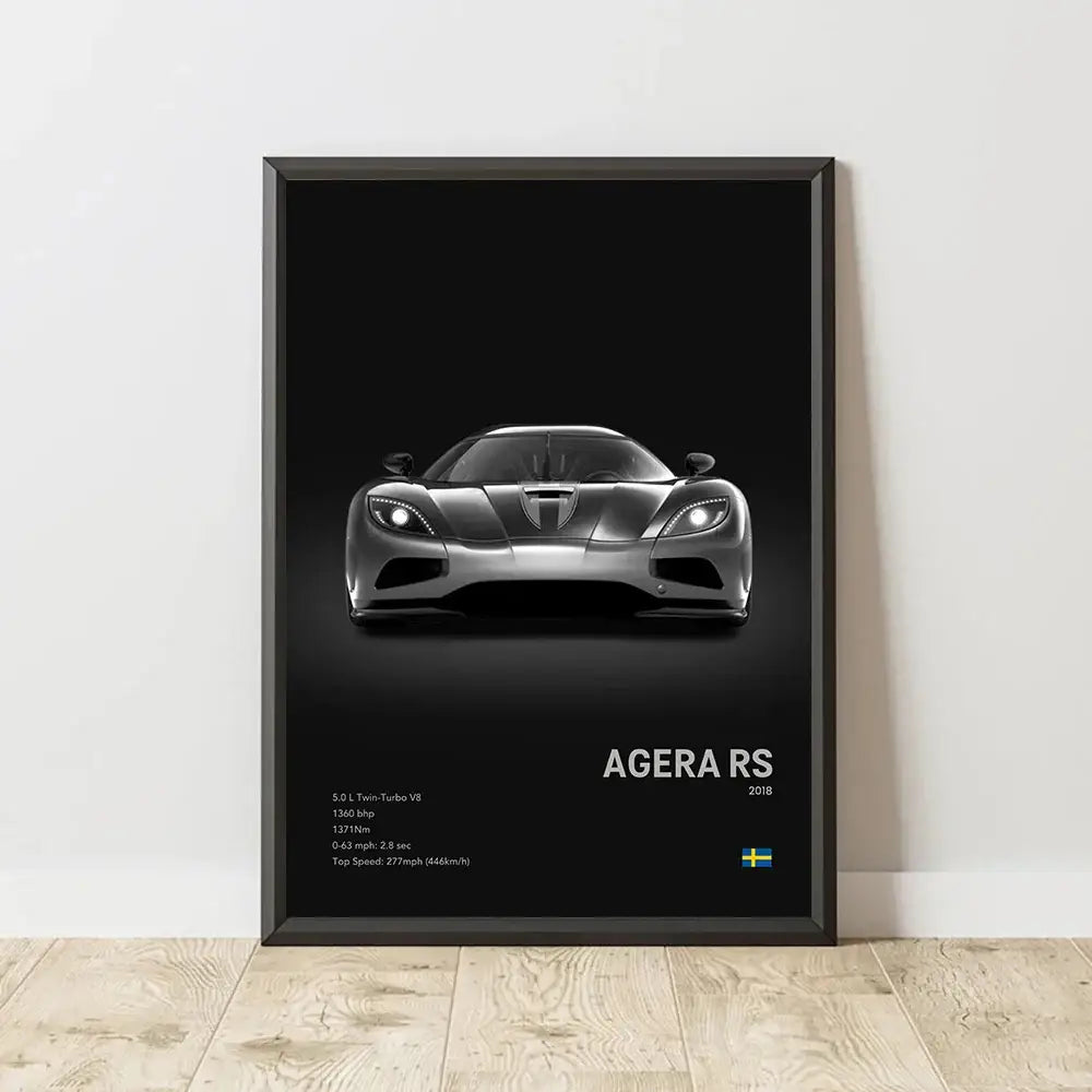 Modern monochrome hypercar canvas wall art living room decor