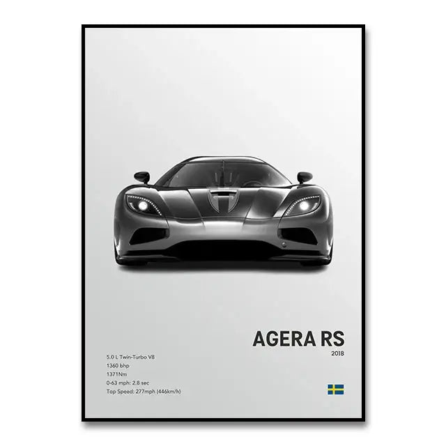 Modern monochrome hypercar canvas wall art living room decor