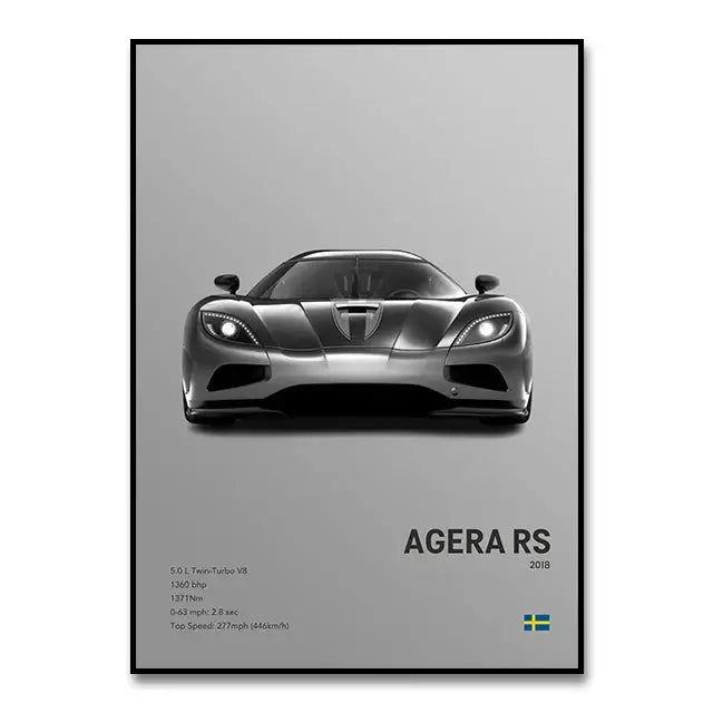 Modern monochrome hypercar canvas wall art living room decor
