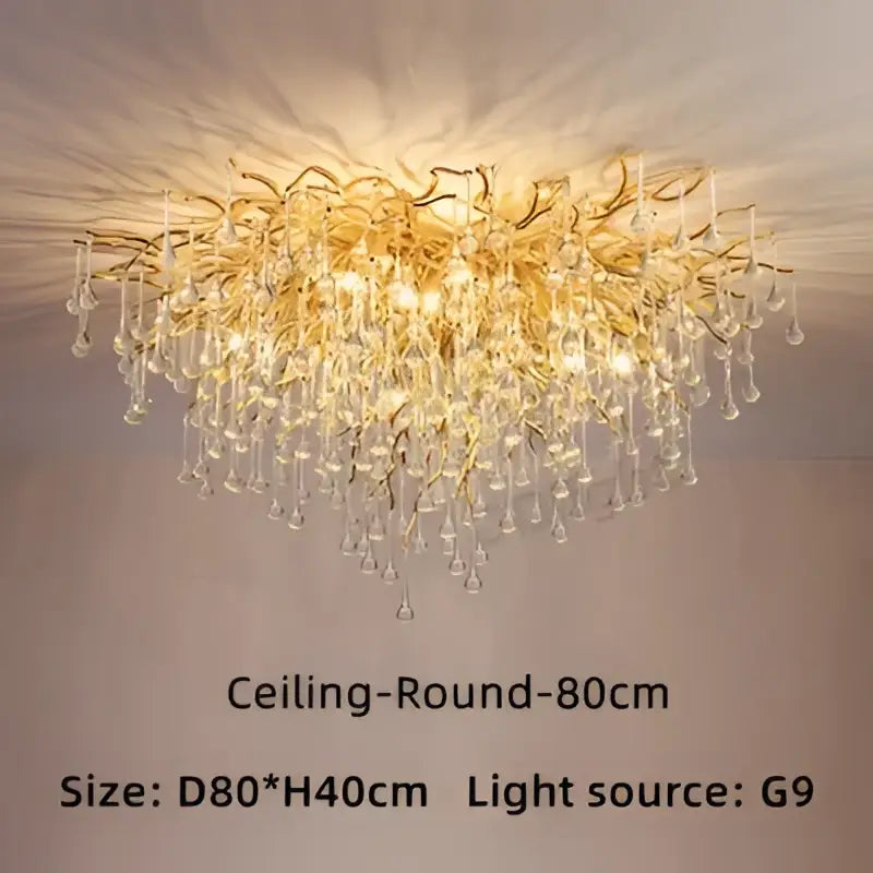 Luxury gold branch crystal chandelier dining room pendant light