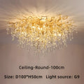 Luxury gold branch crystal chandelier dining room pendant light
