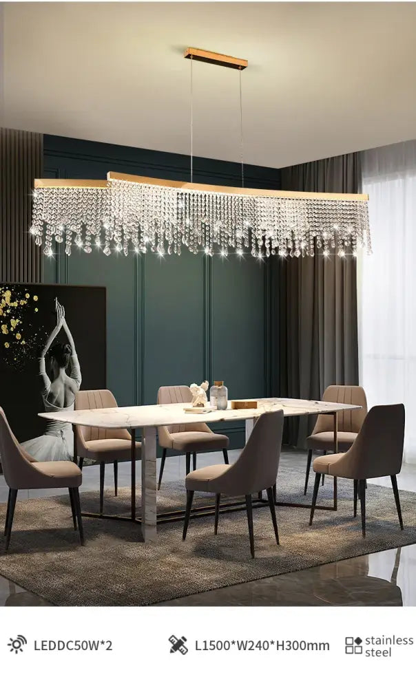 Luxury gold circular crystal chandelier dining room pendant light