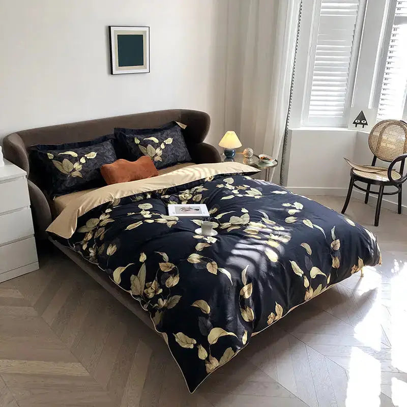 Botanical lavender & white egyptian cotton duvet cover bedroom set