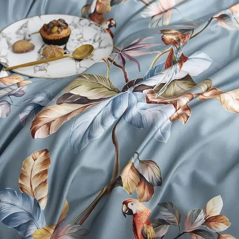 Mauve floral egyptian cotton duvet cover bedroom bedding set