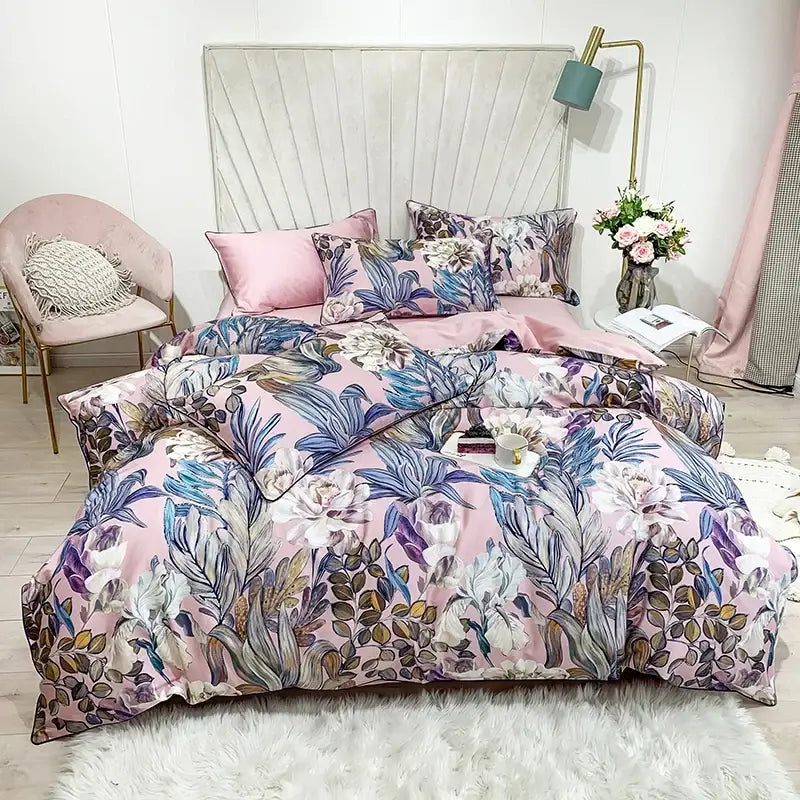 Luxury navy & gold egyptian cotton quilted bedding set bedroom