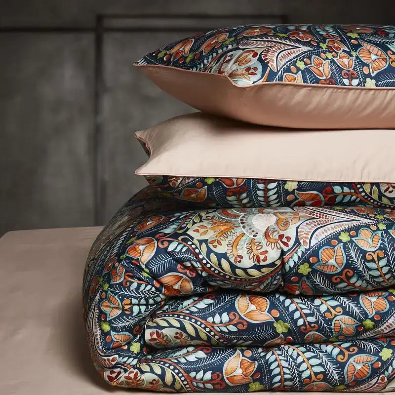Tropical flamingo navy blue duvet cover bedroom bedding set