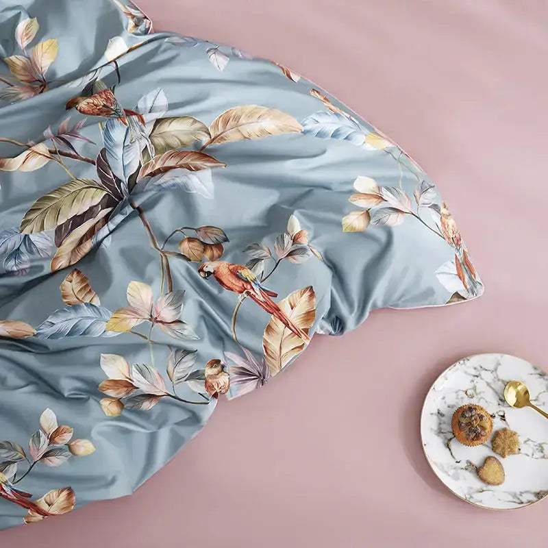 Tropical flamingo navy blue duvet cover bedroom bedding set